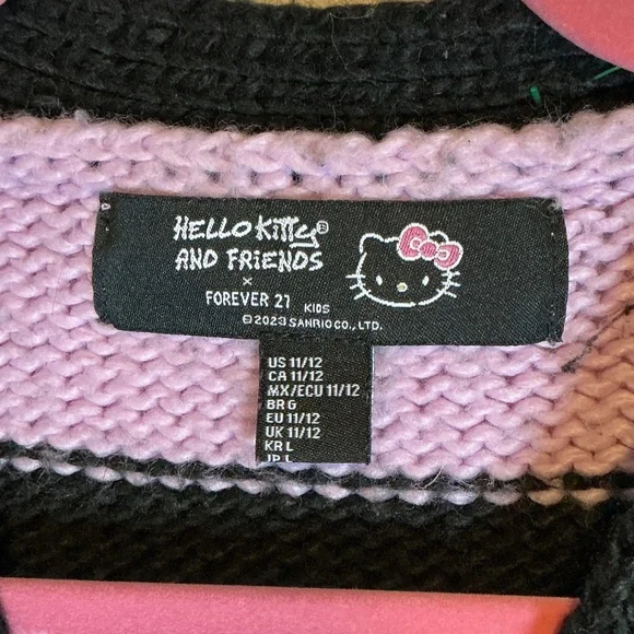 Hello Kitty Black and Pink Striped Sweater A0444 - Picture 2 of 4